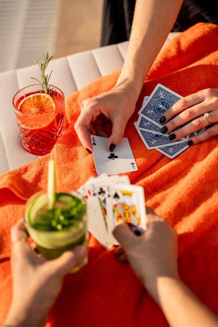 Bomb Blend drink and playing cards